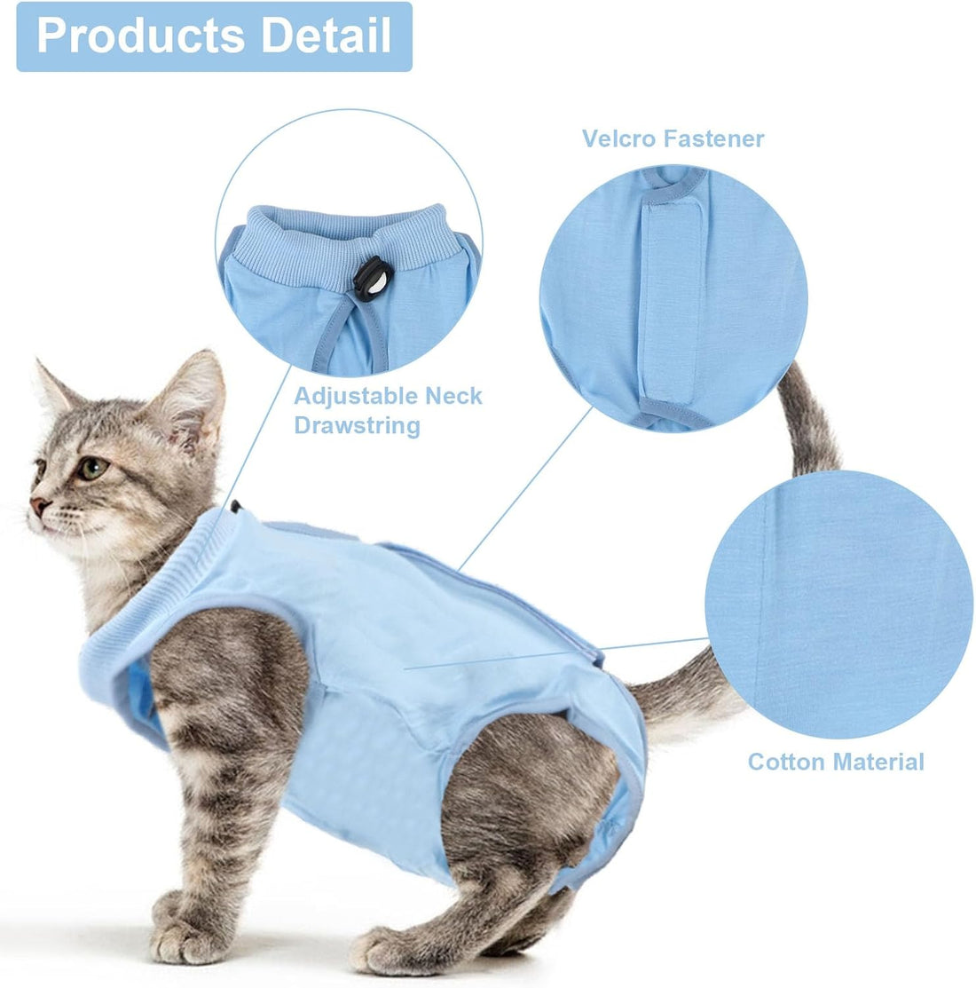 2PCS Cat Recovery Suit - Breathable Cat Surgical Recovery Suit