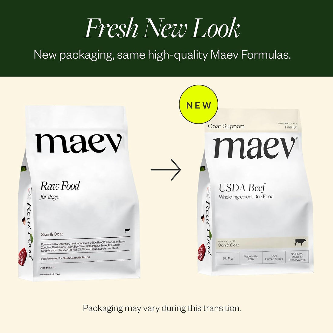 Maev Human-Grade Fresh-Frozen Beef Dog Food, Skin & Coat Formula