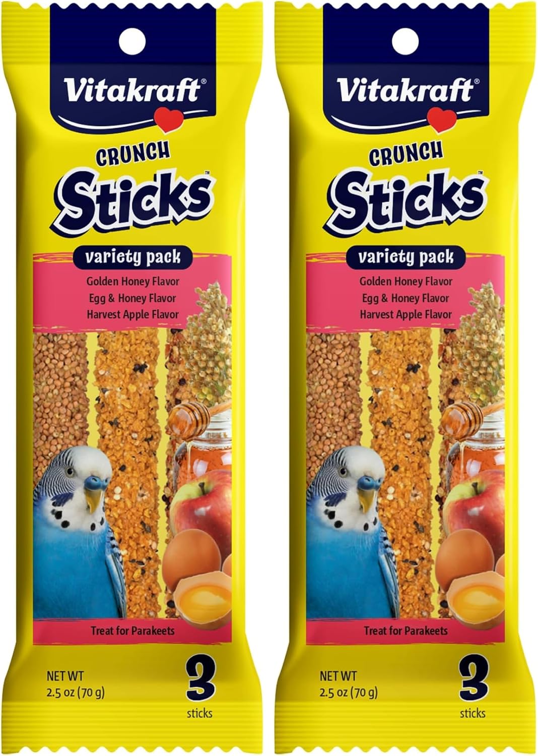 Vitakraft Crunch Sticks Parakeet Treat Variety Pack - 3 Sticks