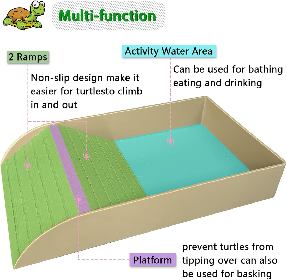NGORAY Tortoise Feeding Dish with Ramp and Basking-Platform