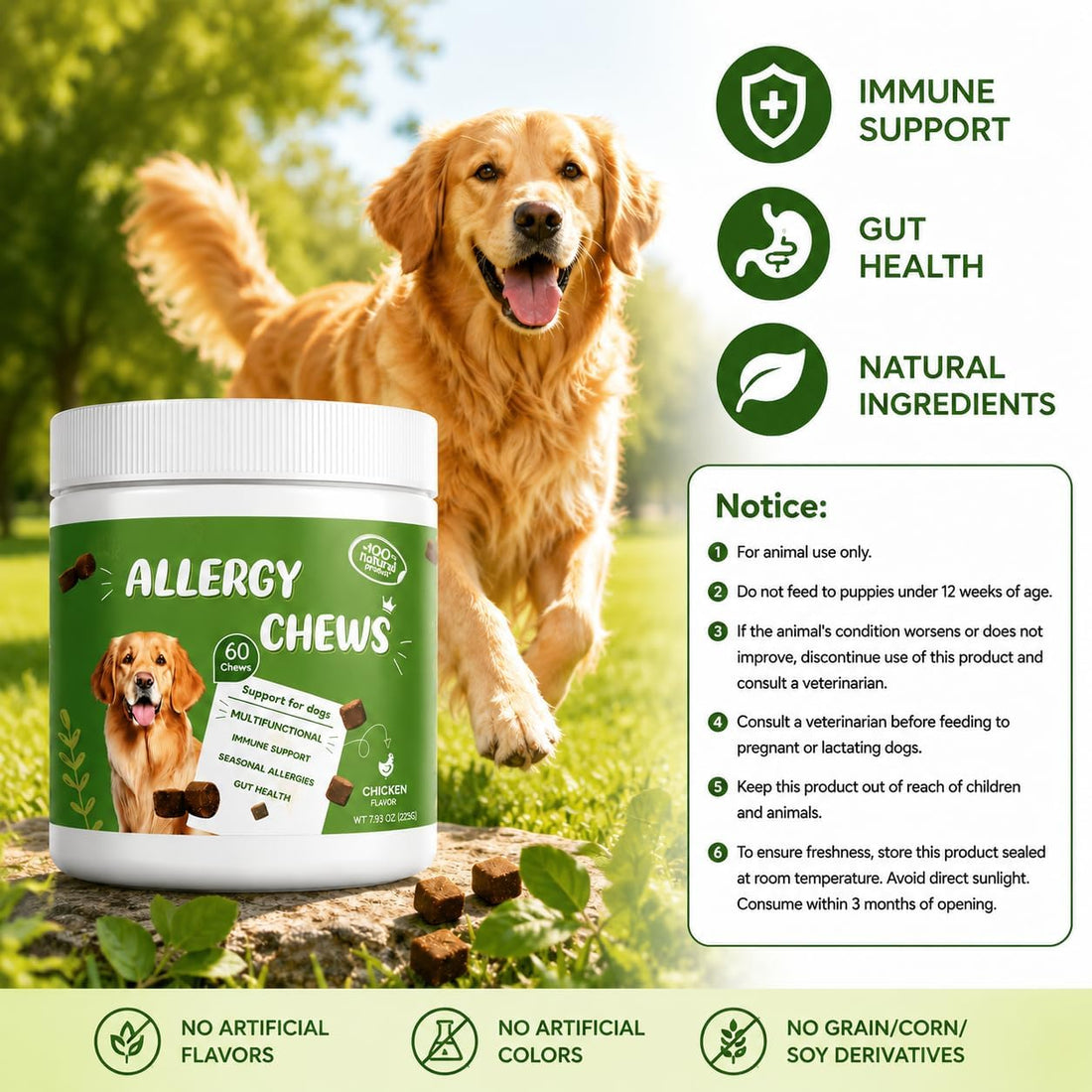 Organnact Dog Allergy Chews Itch Relief Probiotics