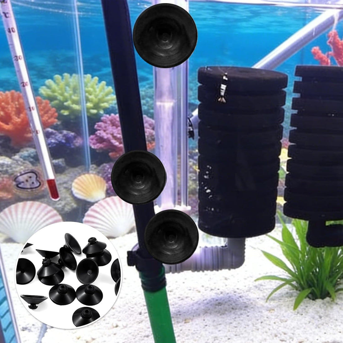 40PCS Fish Tank Suction Cups,Rubber Black Suction Cups