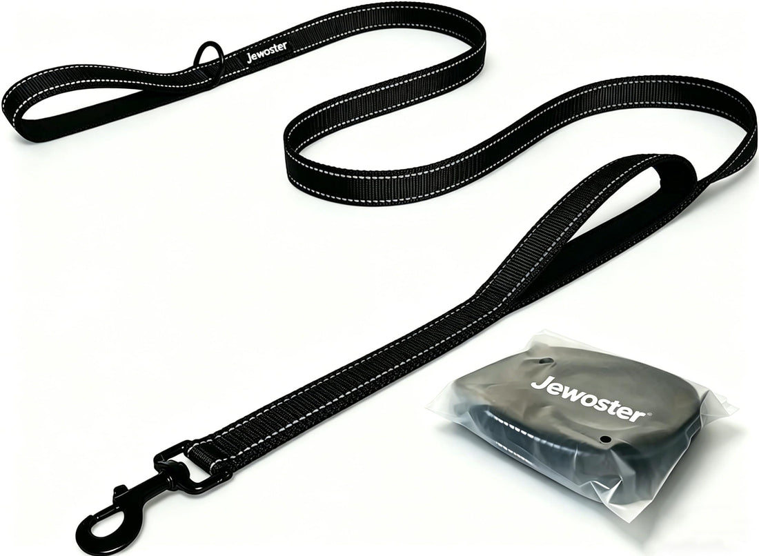 Heavy Duty Dog Leash - 2 Handles by Padded Traffic Handle for Extra