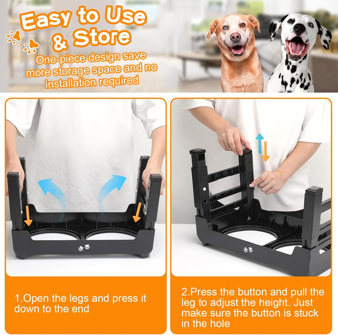COMESOON Elevated Dog Bowls, 4 Height Adjustable Raised Bowl Stand
