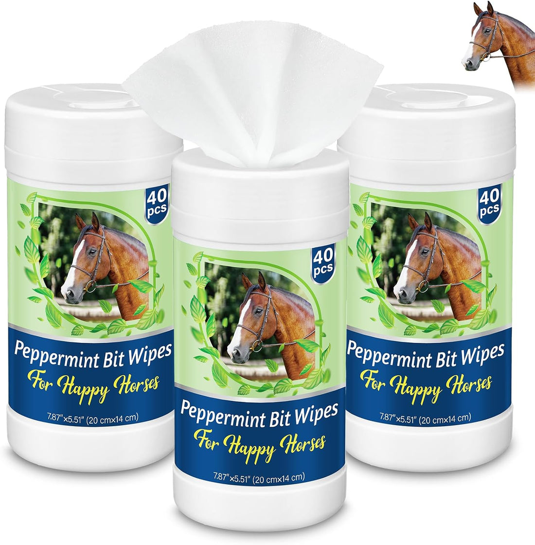 Threlaco 3 Pack Horse Bit Wipes, Peppermint Horse Bit Cleaners