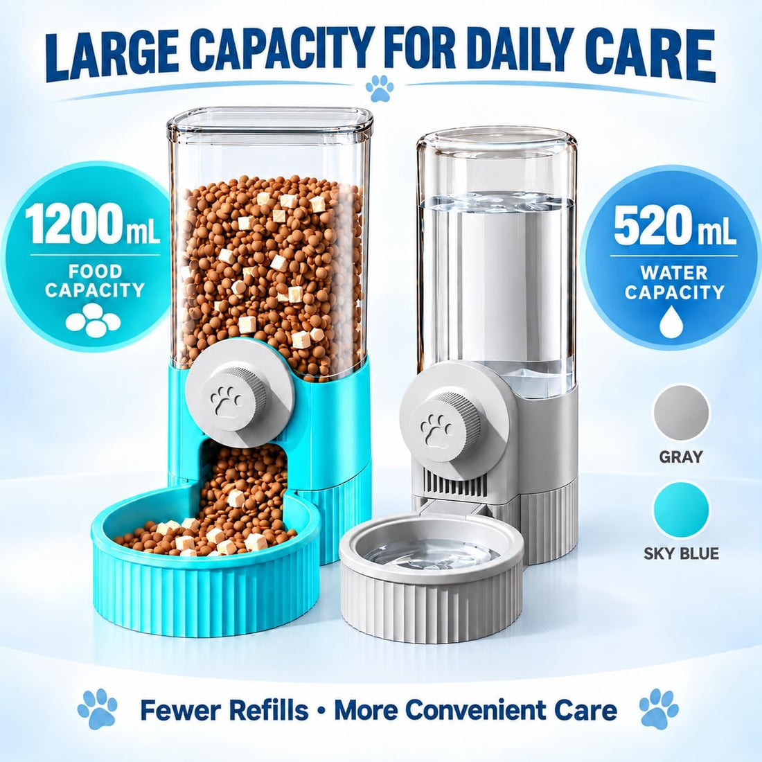 Automatic Rabbit Feeder and Water Dispenser, Cage-Mounted Gravity