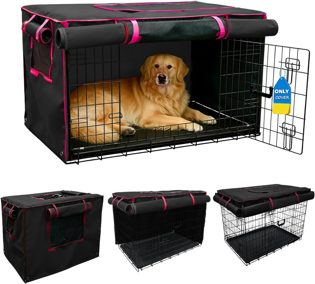 48-Inch Grey Dog Crate Cover, Light-Blocking Roller Shade -Cover Only