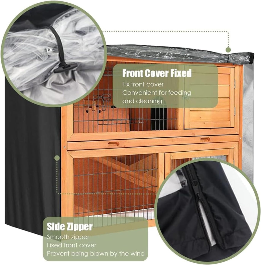 Rabbit Hutch Cover, Indoor Outdoor Double Rabbit Cage Cover Poultry