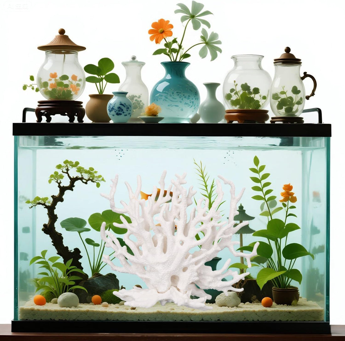 Tinoaly Fish Tank Decorations, White Resin Coral Reef Decor