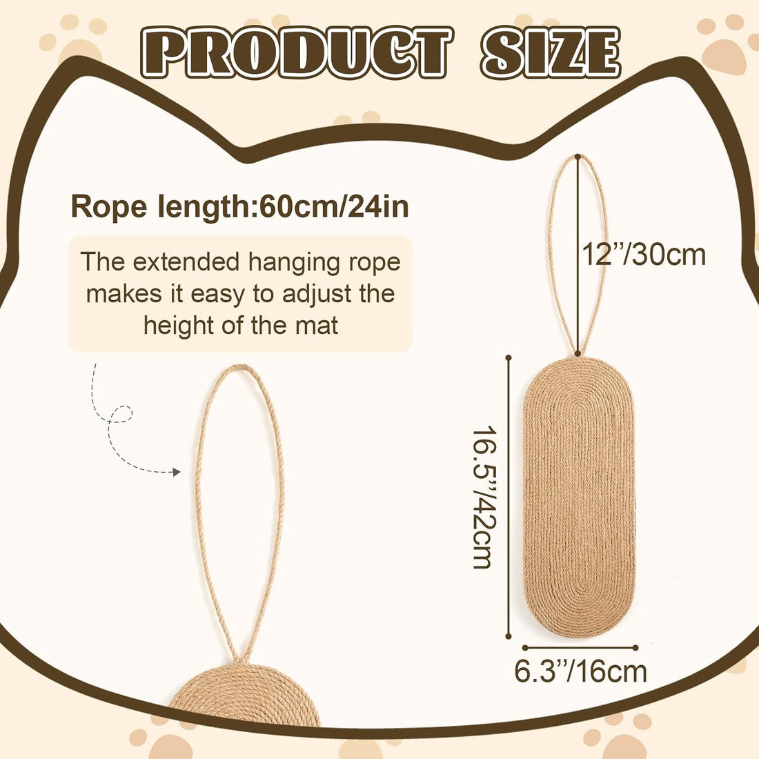 Junkin 2 Pack 16.5x6.3inch Sisal Hanging Cat Scratcher for Door Knob