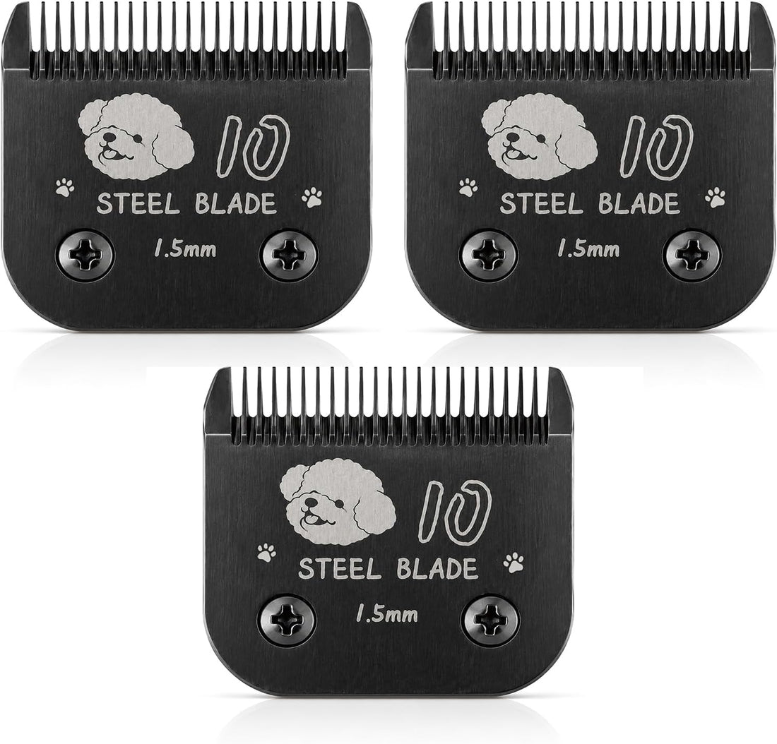 Size 10 Blades Compatible with Andis Oster A5 Wahl KM10, Black, 3-Pack