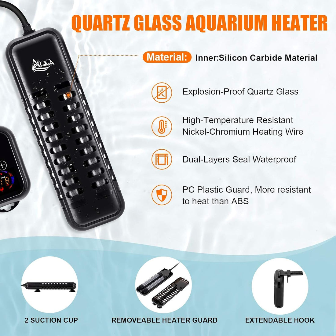 AQQA 1200W Submersible Aquarium Heater for Fish Tank 150-300 Gallon