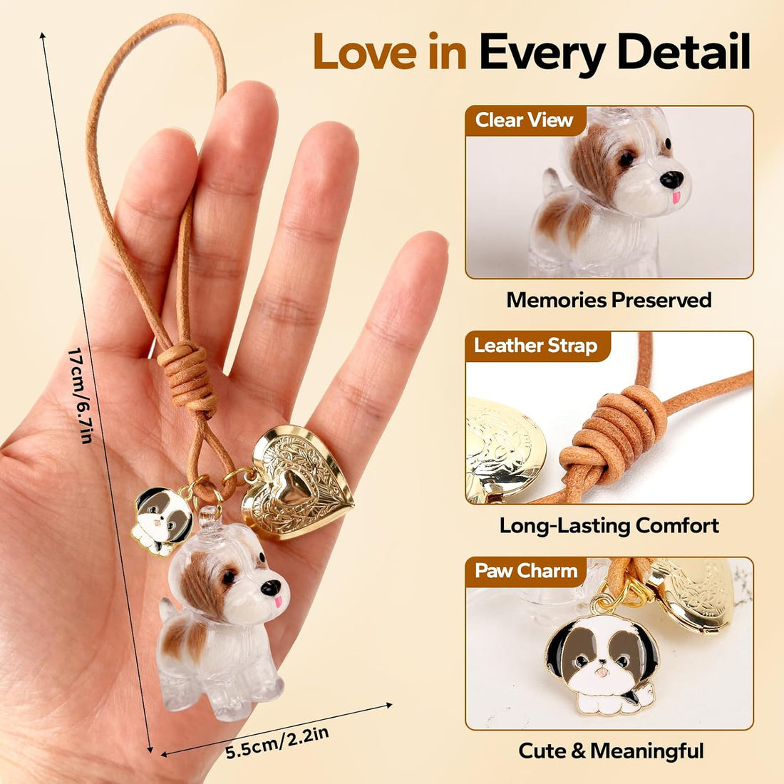 Shih Tzu Dog Hair Keychain, Pet Fur Keepsake, Dog Fur Keepsake