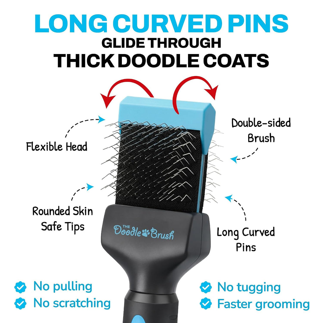 The Doodle Brush Slicker Dog Brushes Curly Coat Detangler, Single Head
