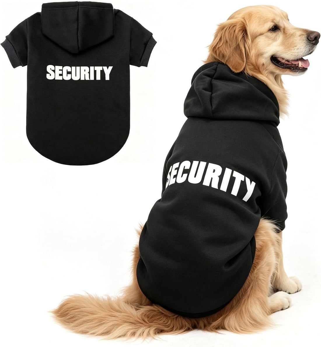 BINGPET Security Dog Hoodie, Pet Sweater Clothes with Leash Hole