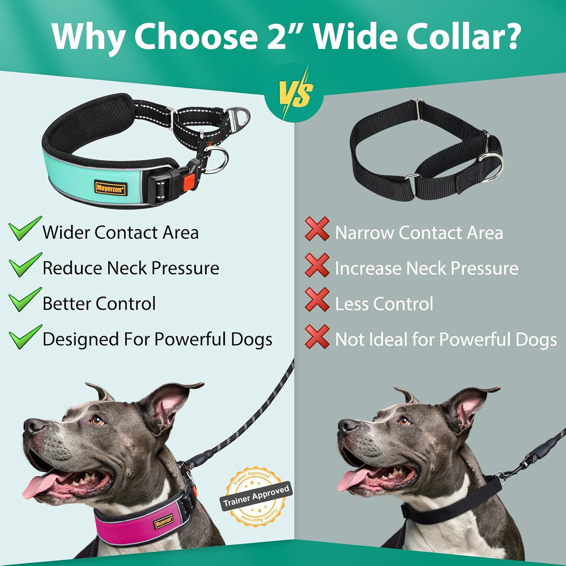 Mayerzon 2" Wide Martingale Collar for Large Dogs No Pull Dog Collar