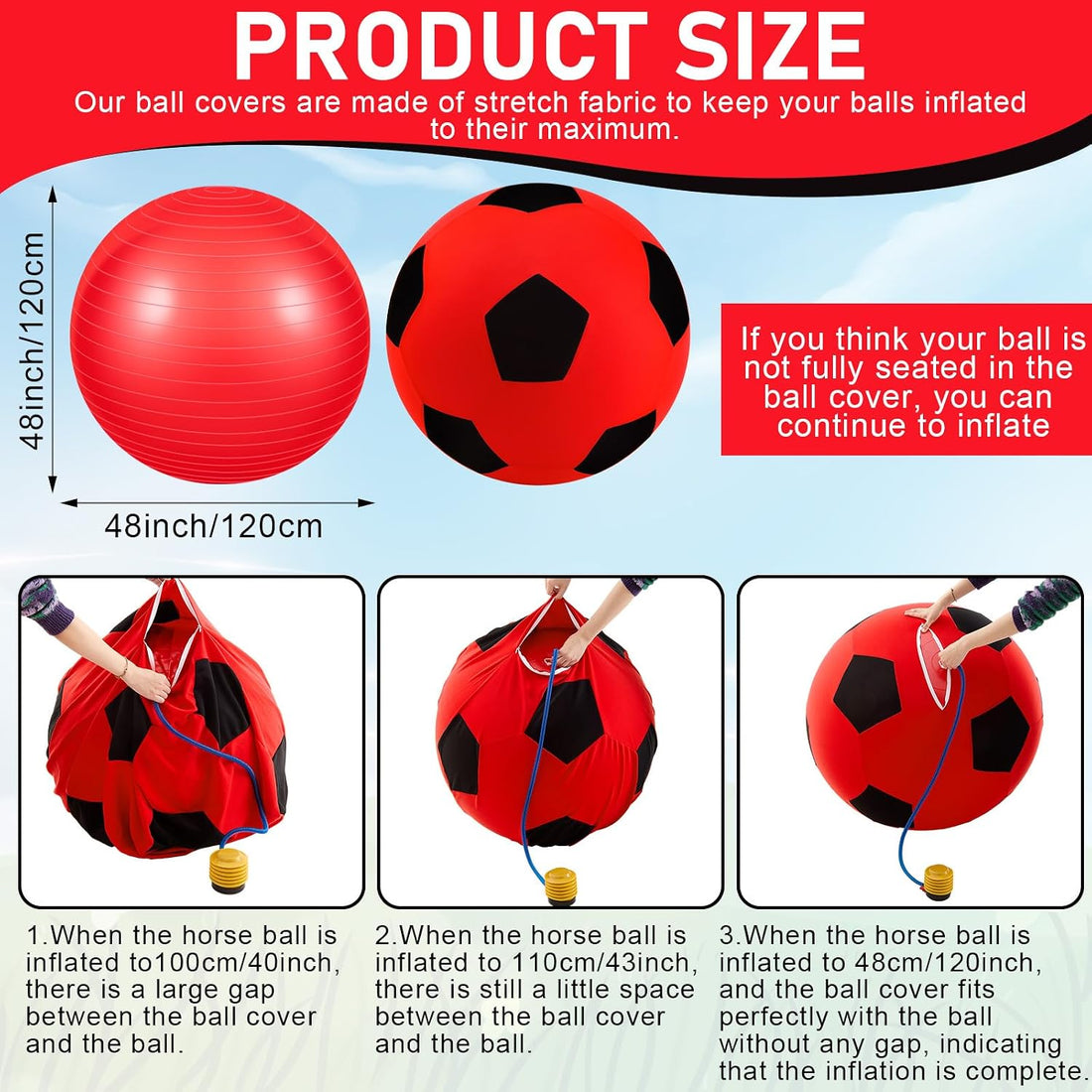 48 Inch Giant Herding Ball for Horses with Covers and Pump