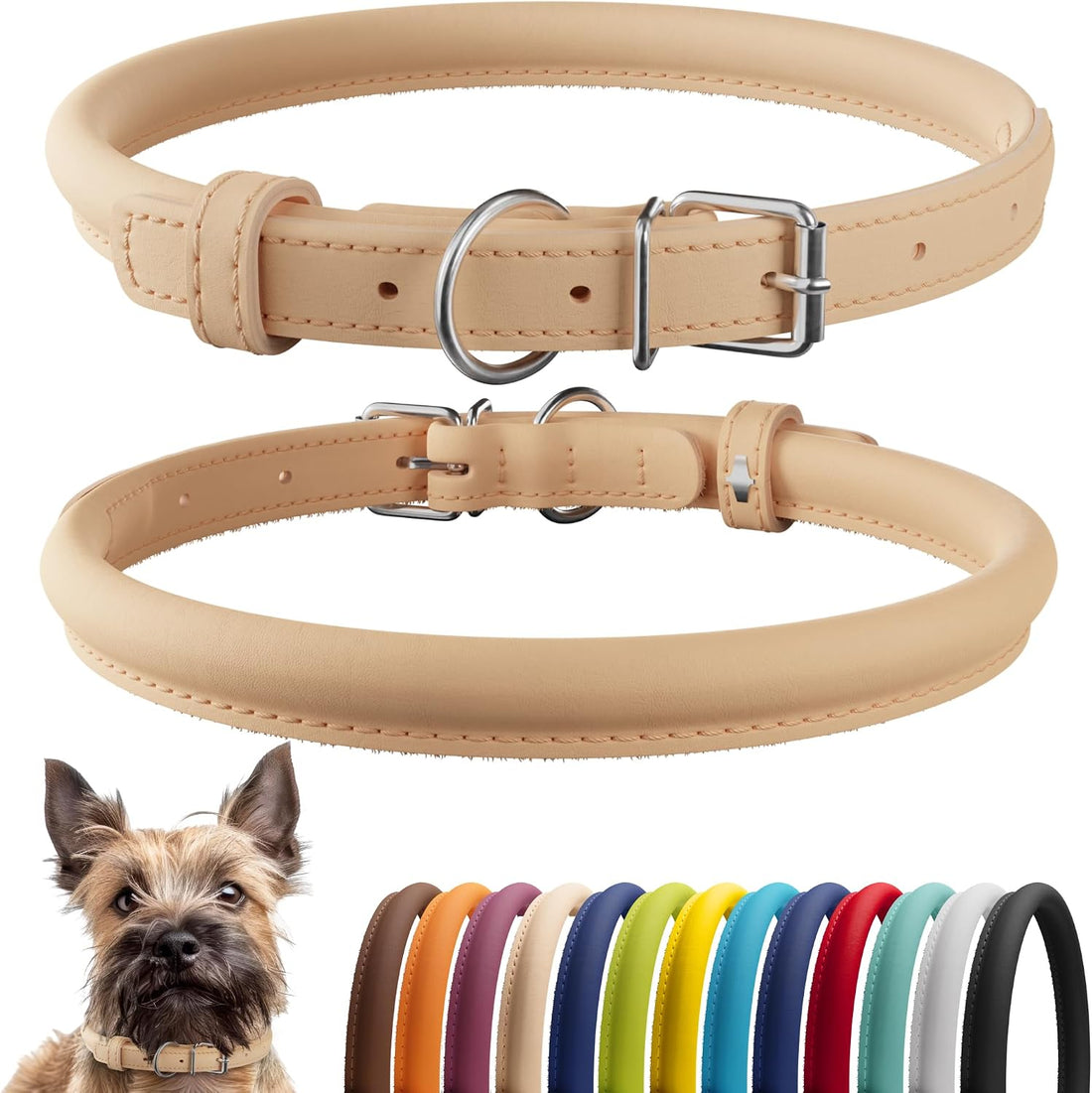 Soft Leather Cat Collar with Safety Elastic Strap