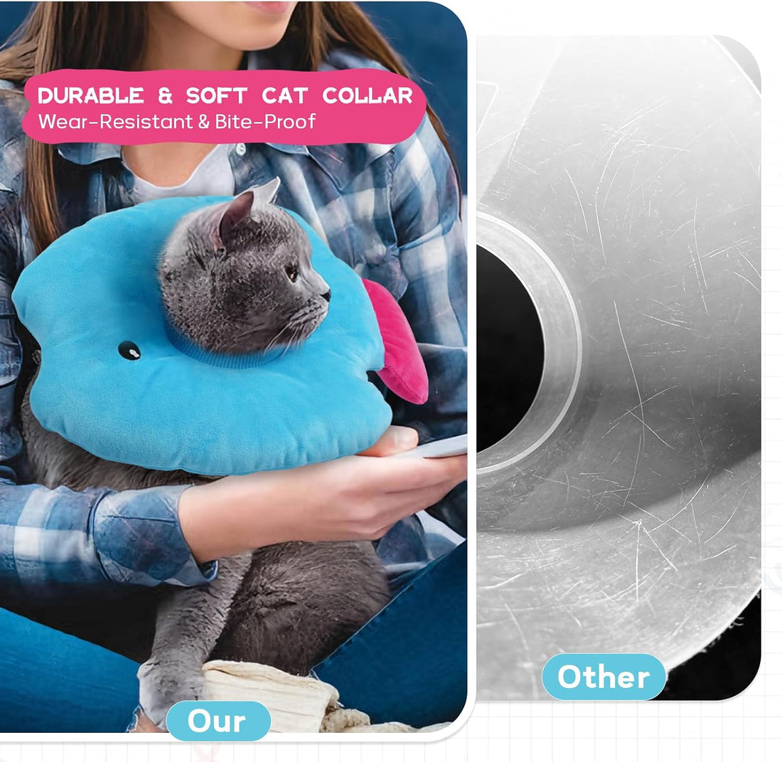 Cat Cone Collar, Adjustable Soft Recovery Collar After Surgery, Blue M