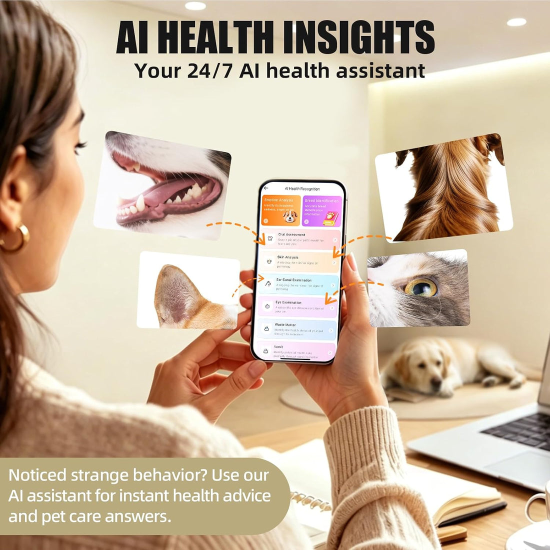 Dog GPS Tracker, Virtual Fence & AI Health Monitor, Waterproof