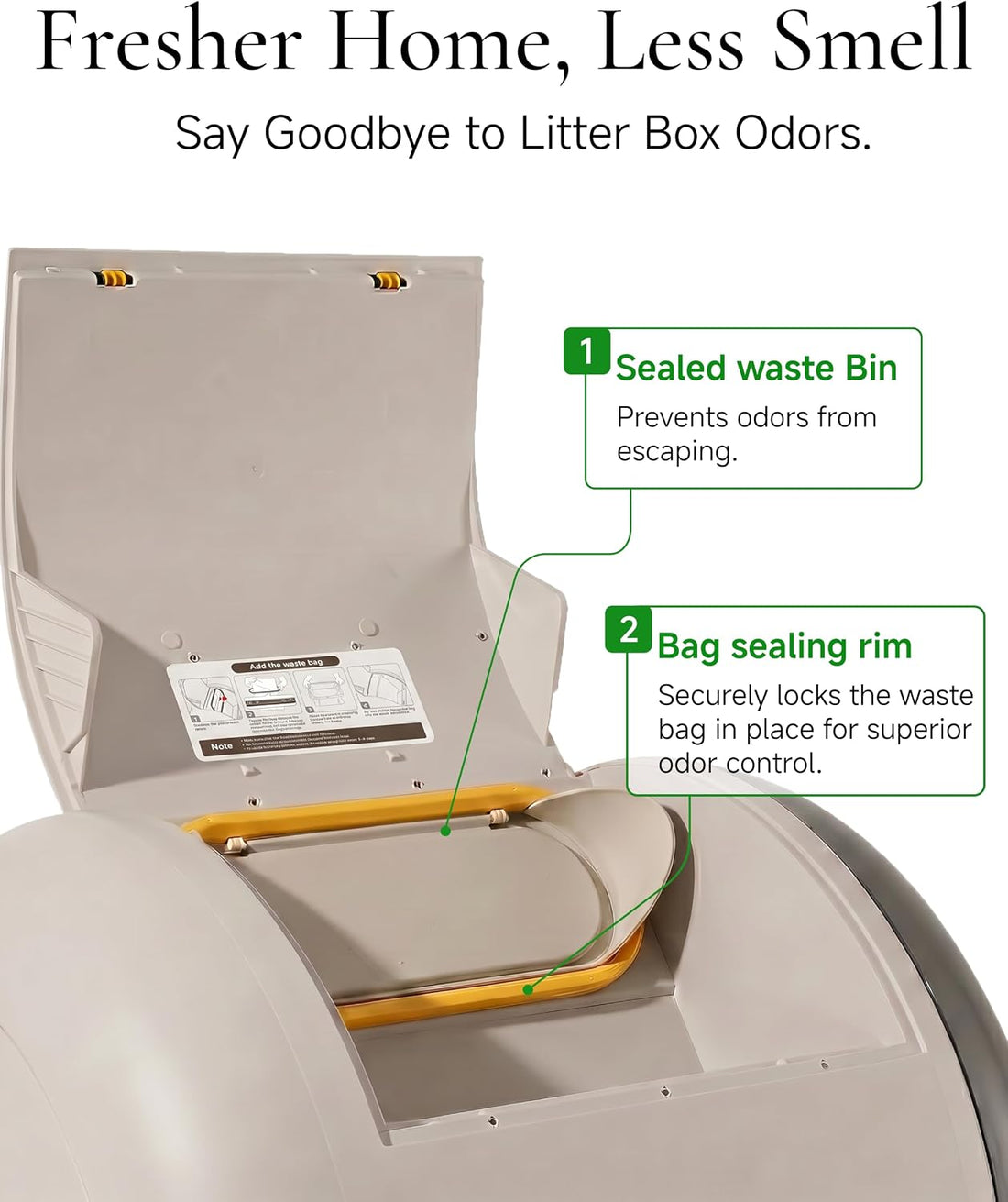 Furrytail Automatic Litter Box Self Cleaning, Odor& App Control, Gray