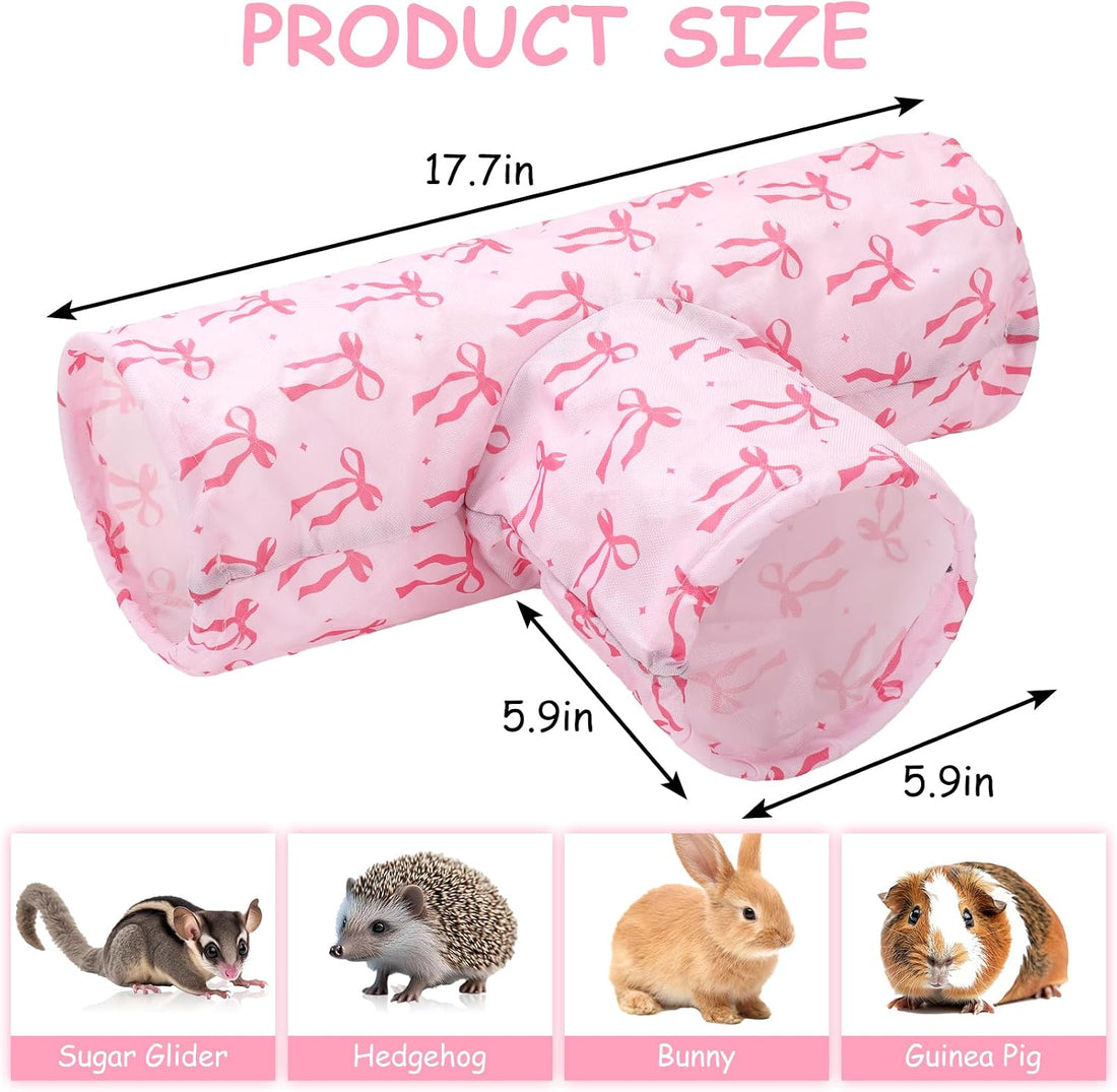 JarThenaAMCS Guinea Pig Tunnel 3 Way Washable Guinea Pig Hideout Pink