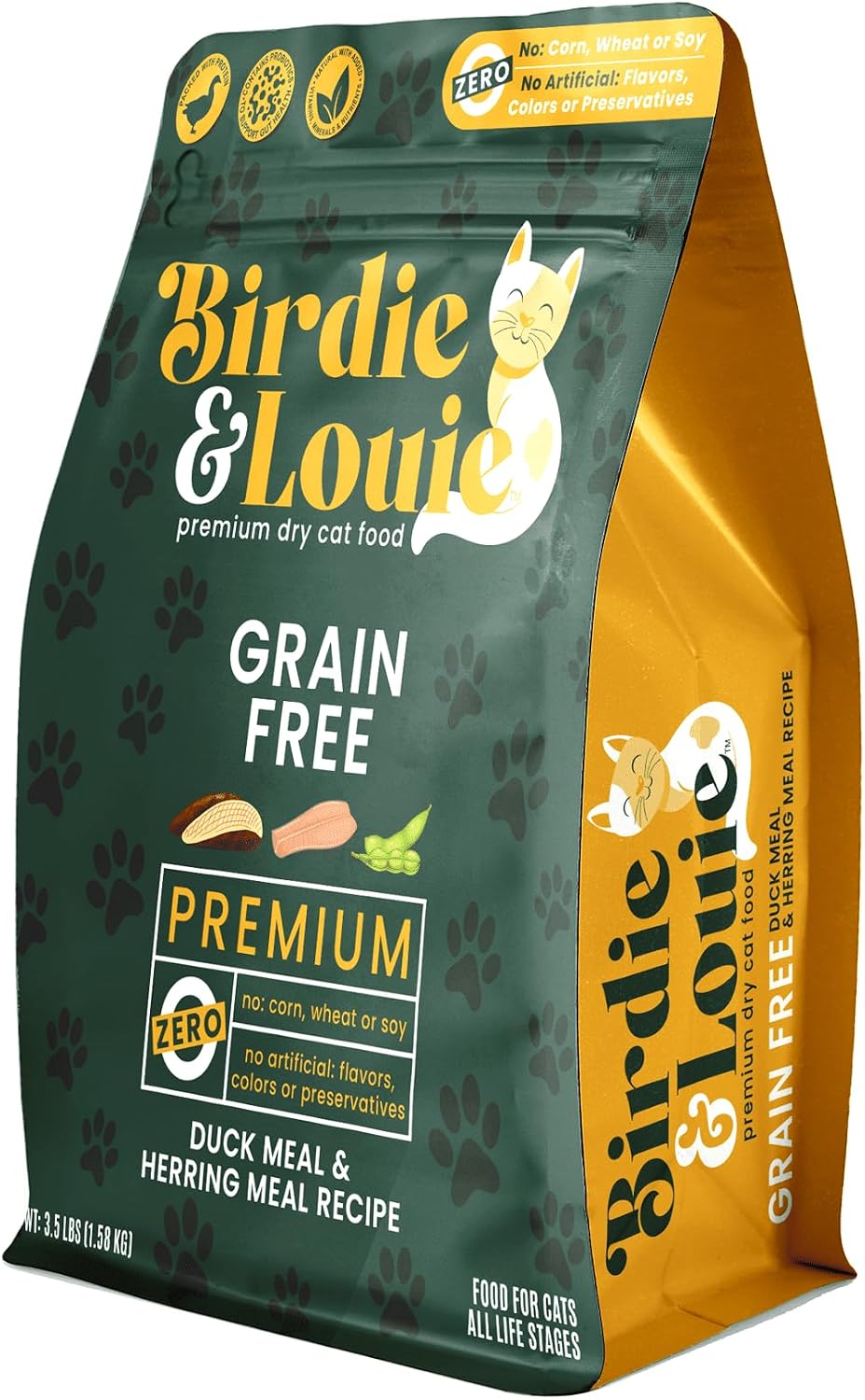 Birdie and Louie Dry Cat Food Duck Meal & Herring Meal Recipe 3.5 Lb