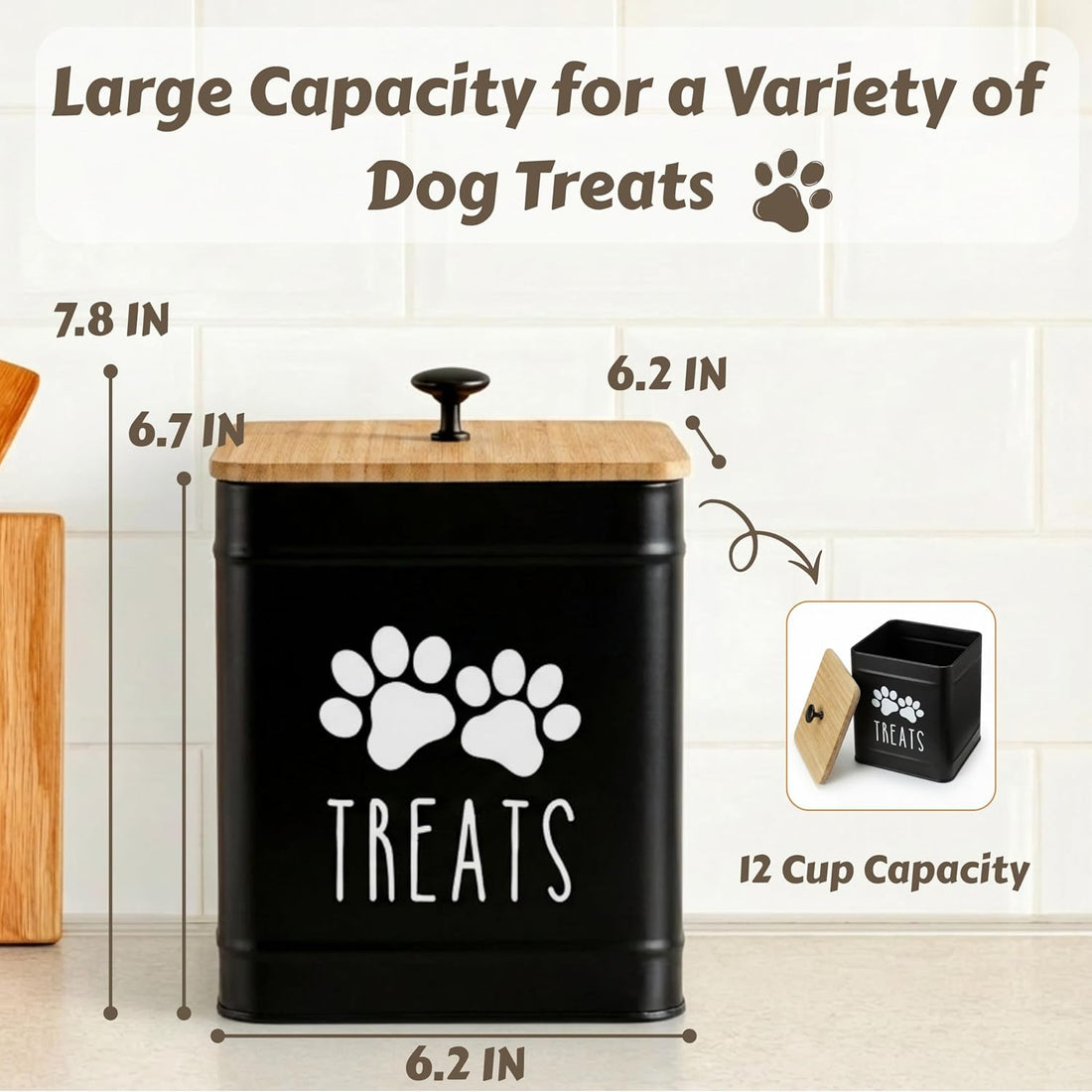 PERFNIQUE Dog Treat Container, Airtight Dog Treat Jar