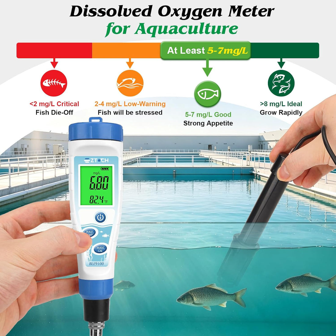 Dissolved Oxygen Meter Pond Oxygen Meter Water, Aquarium Do Meter