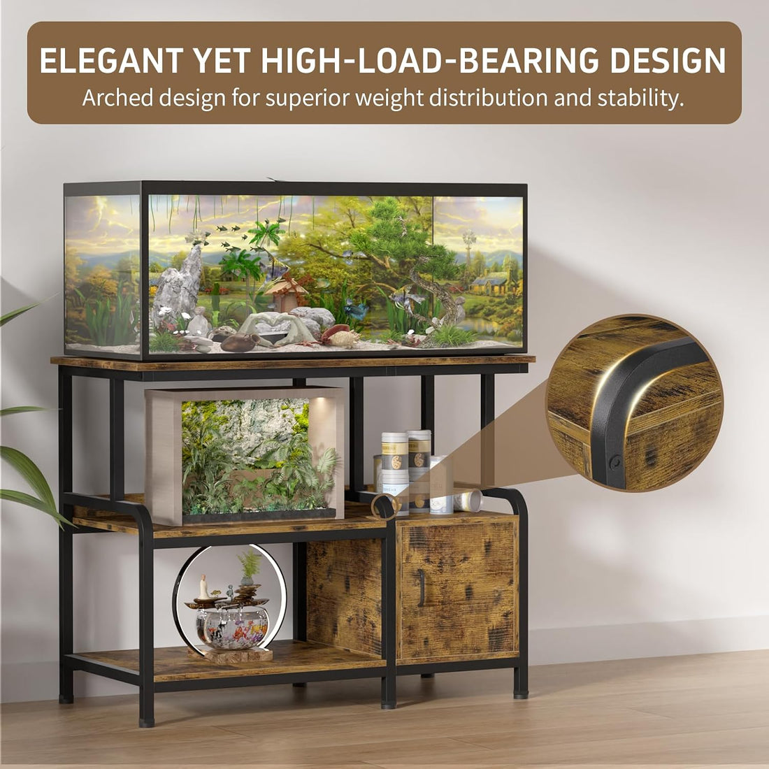 29-37 Gallon Aquarium Stand,36.8"x15.7" Fish Tank Stand with Storage