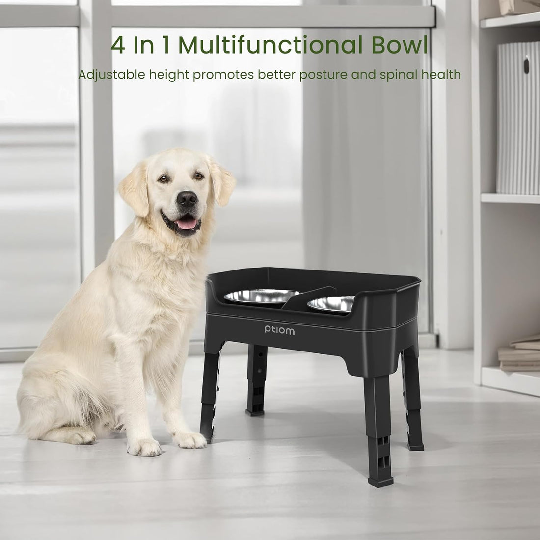 KPWACD 3-in-1 Elevated Dog Bowls Mess Proof Raised Slow Feeder Dog