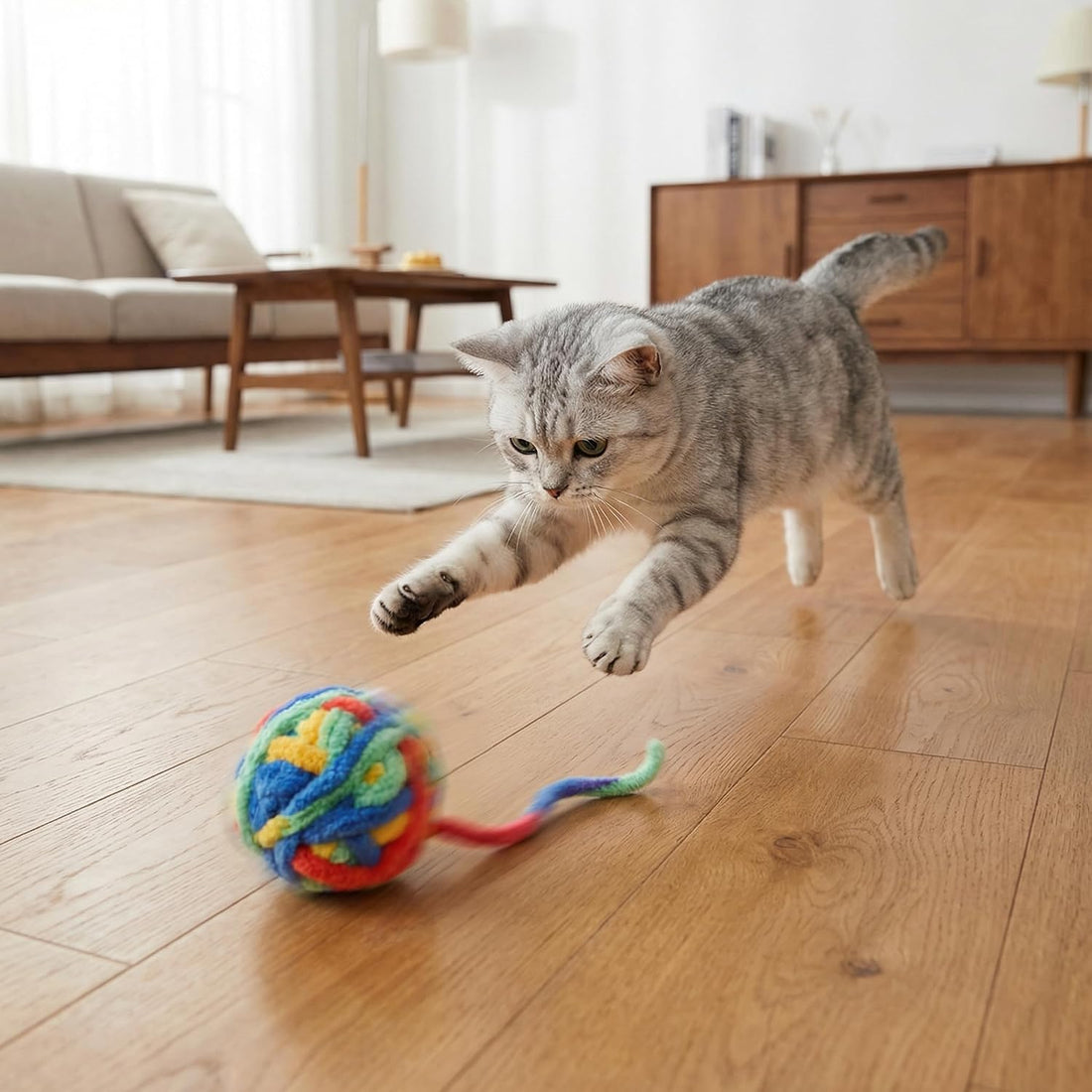 Cat Yarn Balls with Bell Inside, Kitten Toys Pack 5Pcs