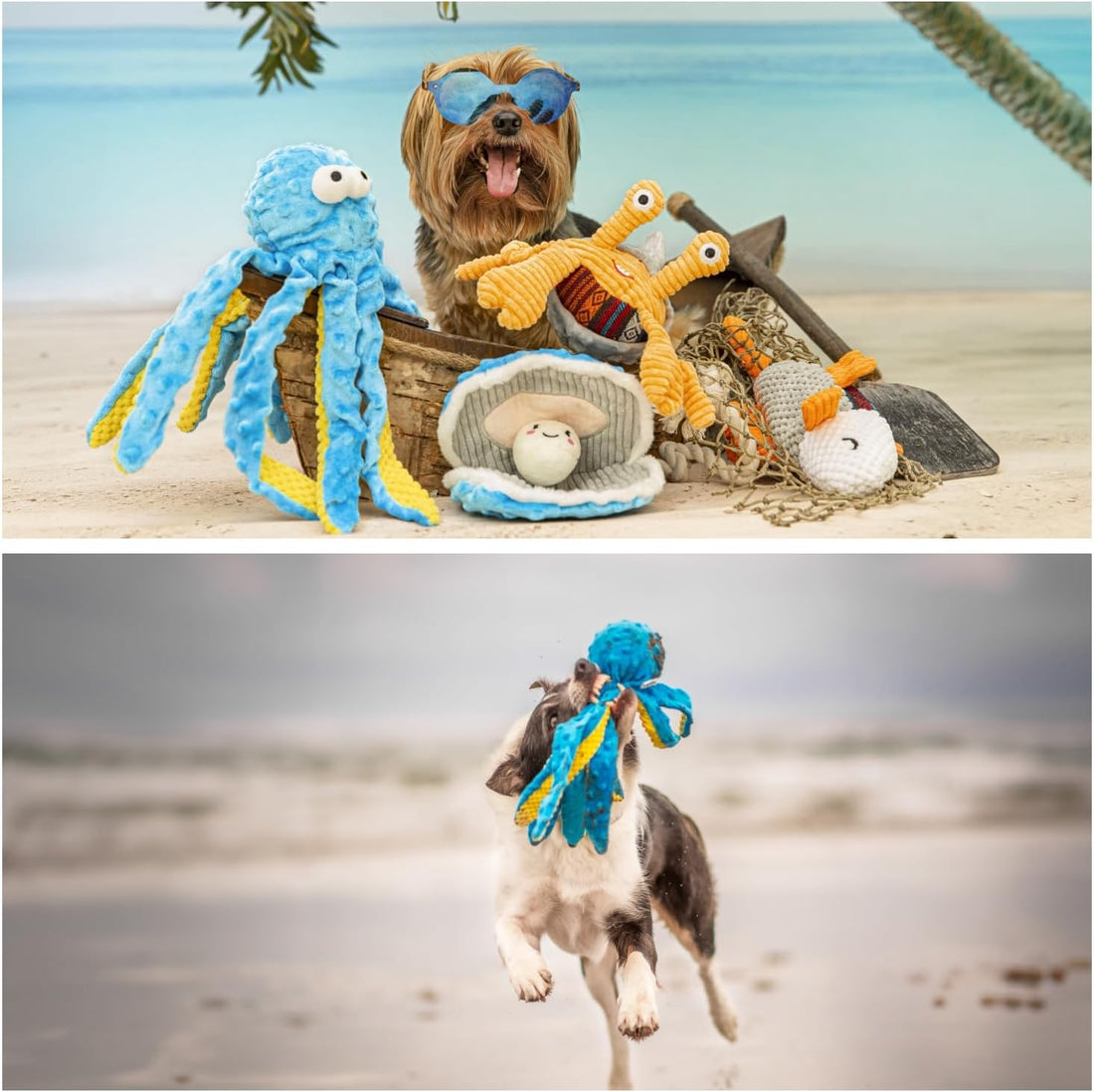 Nocciola 4 Packs Crinkle Squeaky Dog Toys for Aggressive Chewers