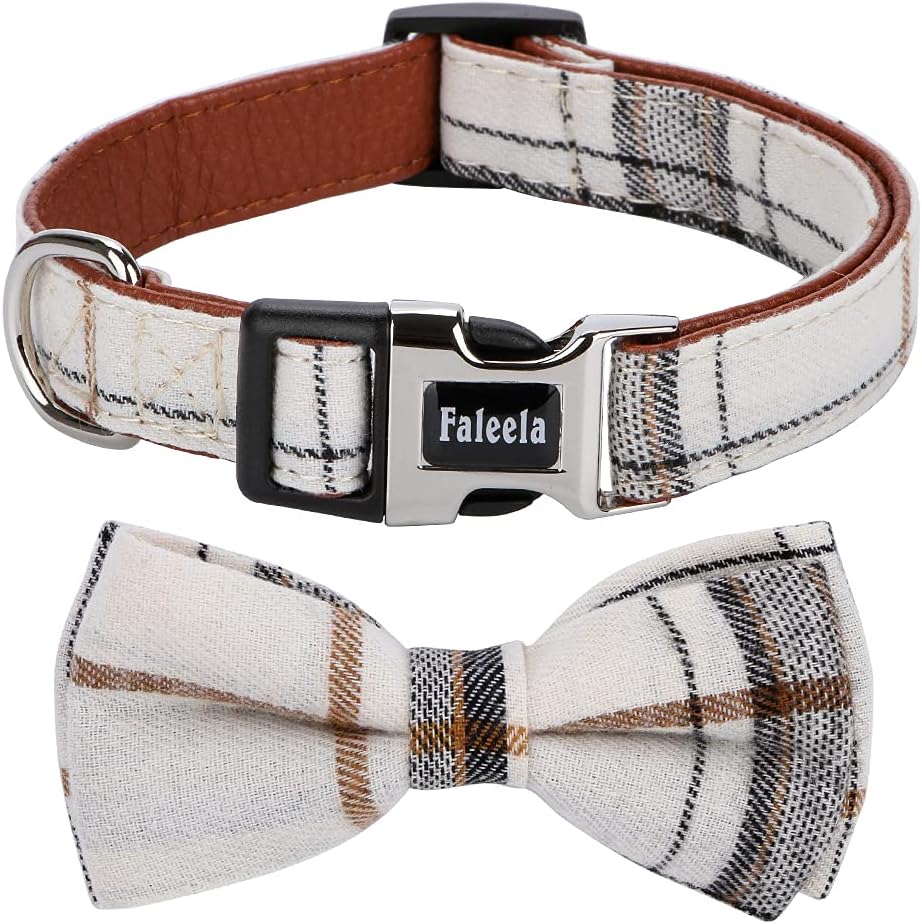 Faleela Soft &Comfy Bowtie Dog Collar,Detachable and Adjustable Bow