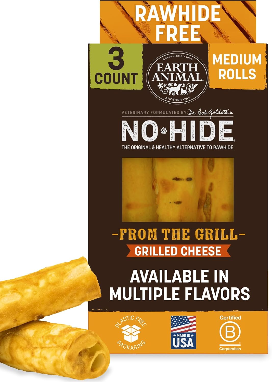 Earth Animal No Hide Dog Chews - Medium Rolls 3 Count