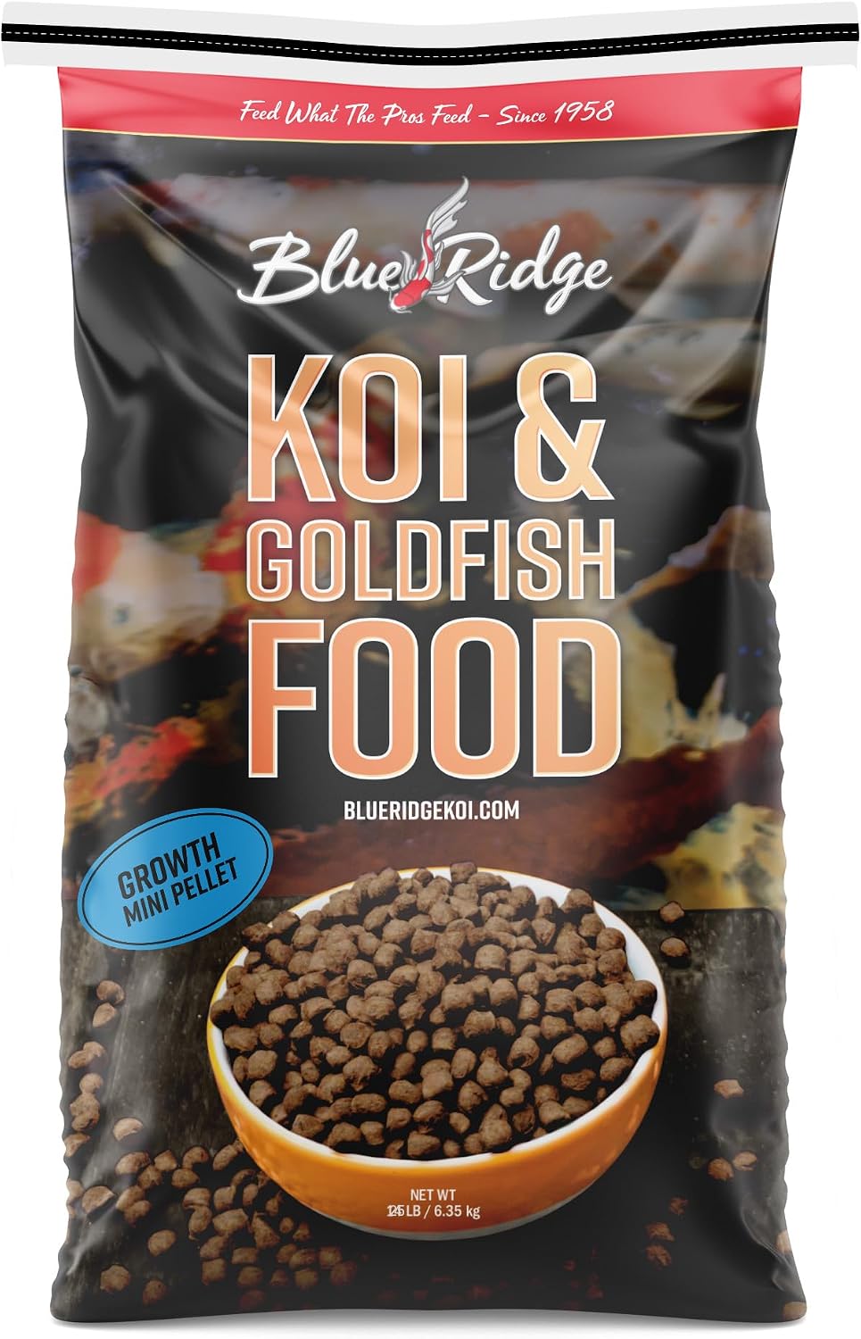 Blue Ridge Koi Fish Food, Growth Formula Mini, 1/8" Pellets, 5 lb