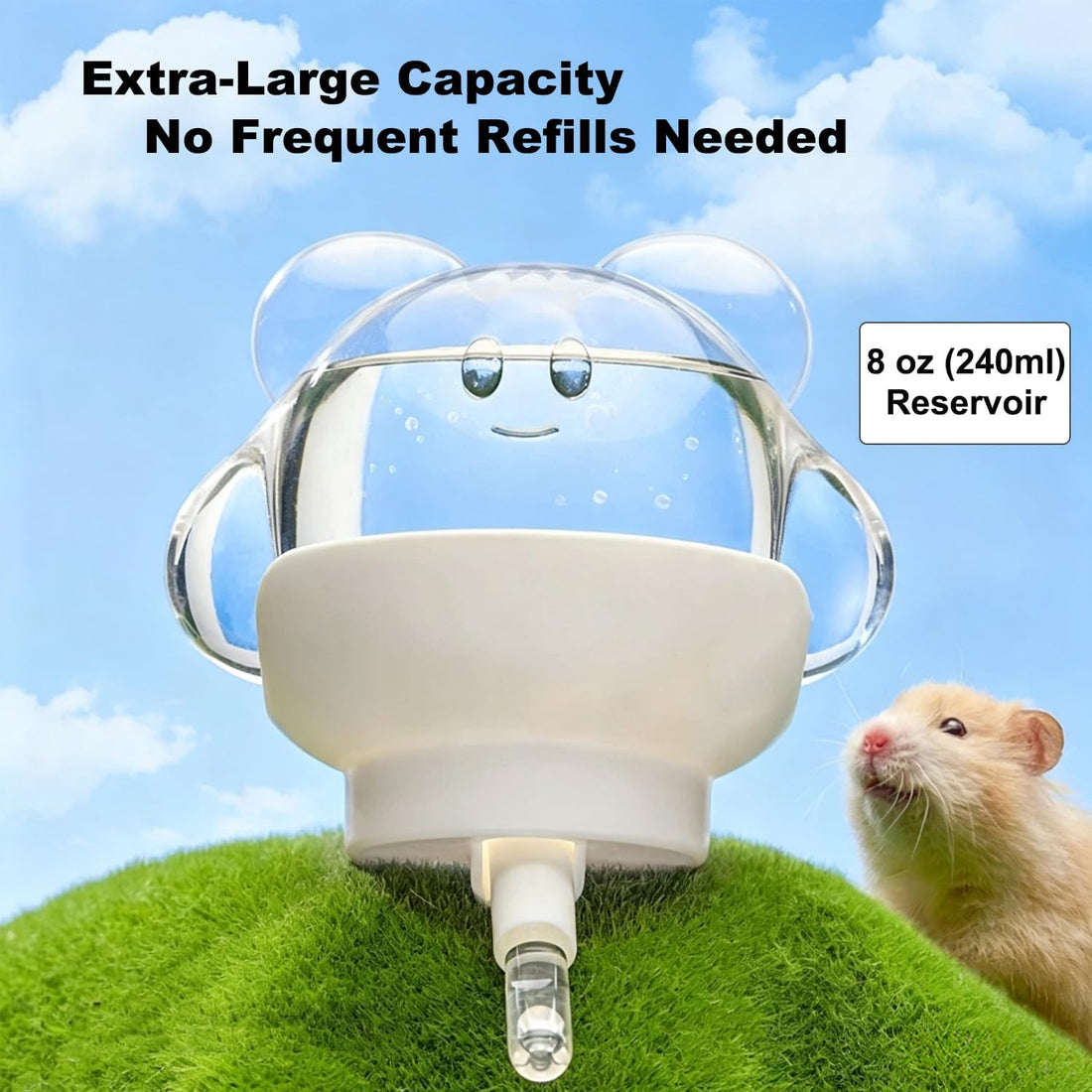 Hamster Water Bottle, 8 oz Small Animal Water Dispenser, Pink
