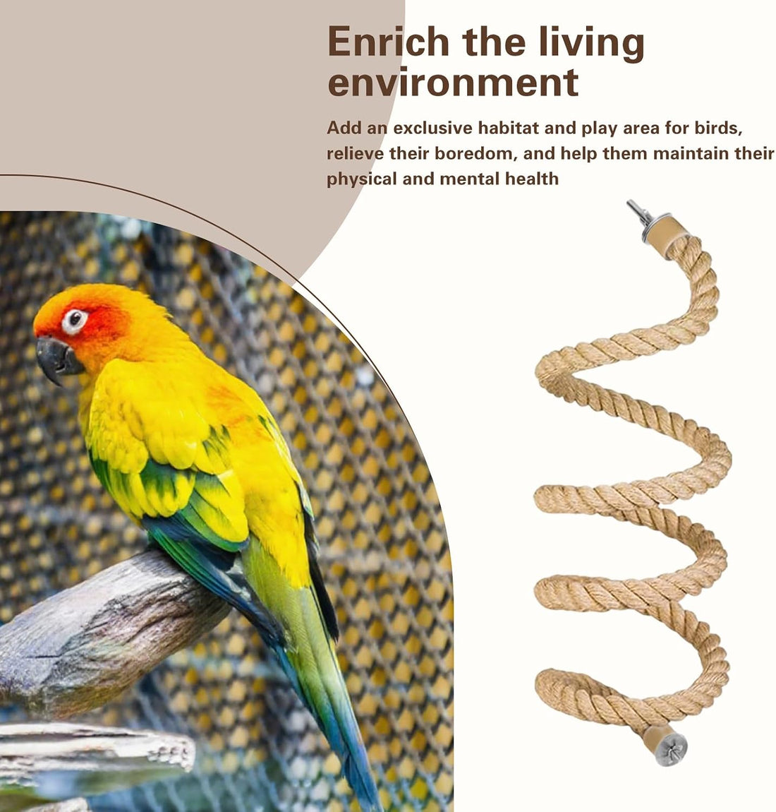 3pcs Bird Rope Perch for Parrots,Bird Cage Climbing Rope Toys
