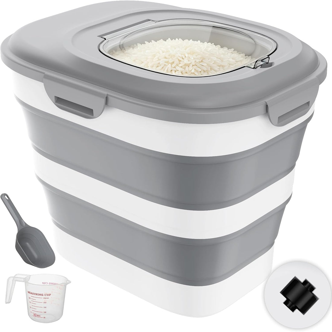 Rice Storage Container, 20 to 50Lbs Collapsible Airtight Rice
