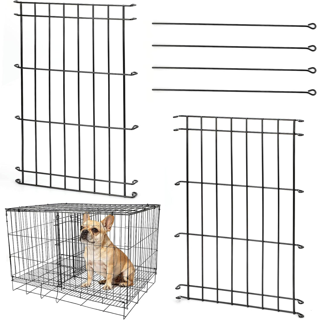 Dog Crate Divider Panel 2-Pack, 16.9" H Adjustable Wire Kennel