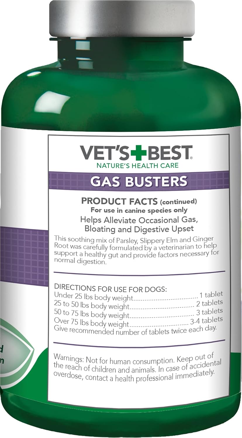 Vet's Best Gas Busters Digestive Support Tablets for Dogs, 90 Count
