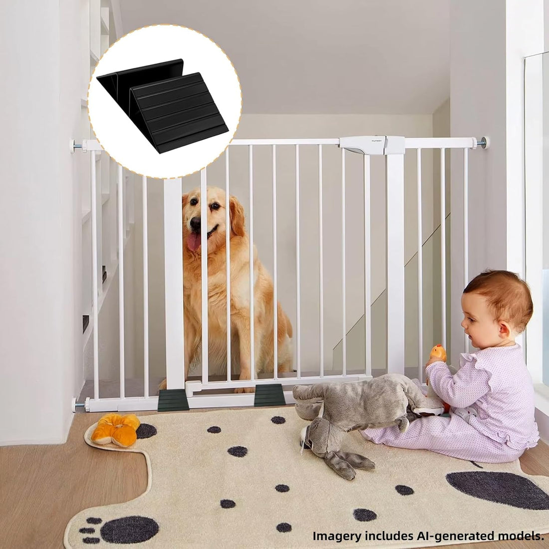 Dog Gate Support Feet, 4 Pack Black Plastic Triangle Stabilizers