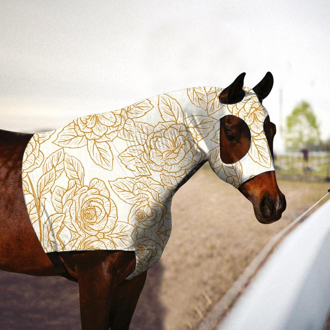 Zippered Horse Stretch Hood Without Ears, M（Flower）