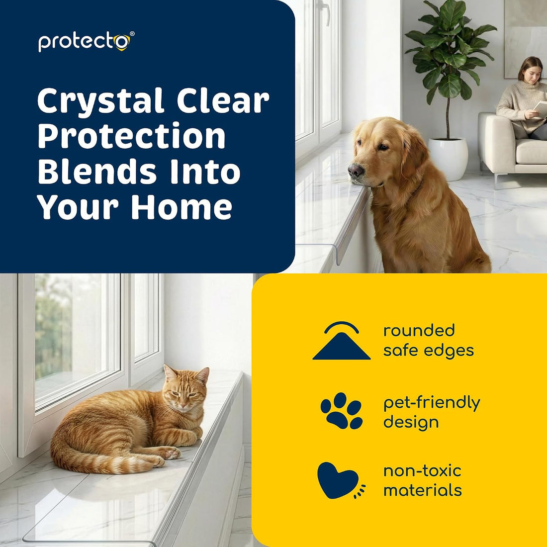 PROTECTO 2-Pack Window Sill Protector from Dogs & Cats, 35.5 x 5.1 in