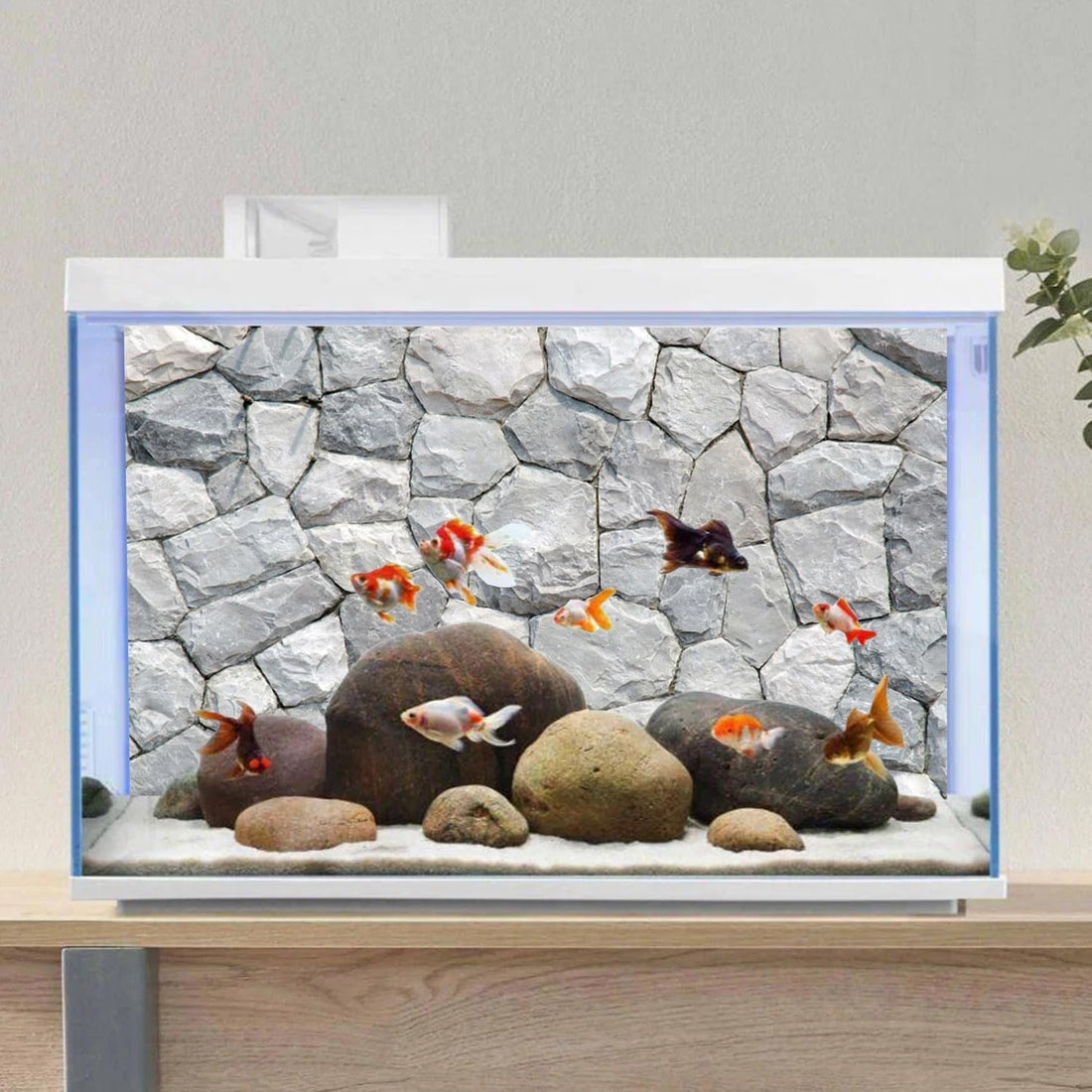 48x24 inches White Stone Aquarium Backdrop Rocky Fish Tank Background