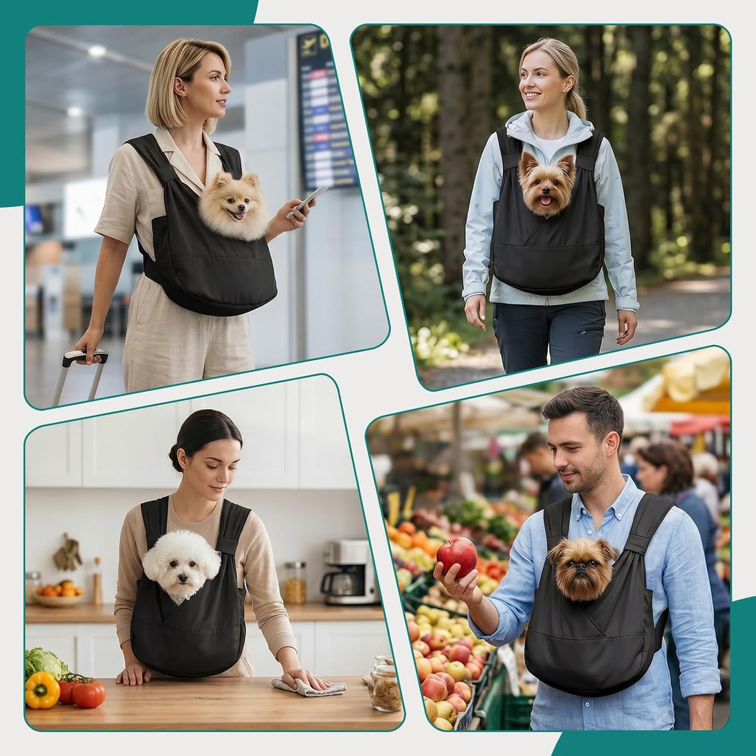 Dog Sling Carrier Front with Thicken Bottom Support for Small Dogs