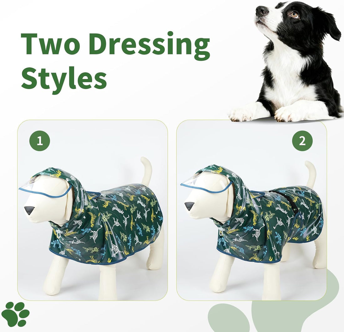 ExploreU Dog Raincoat, Waterproof Windproof Dog Rain Jacket with Hood