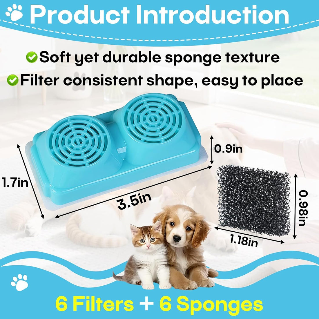 8-Pack Pet Water Fountain Filter Compatible with Emdoro Pet Water