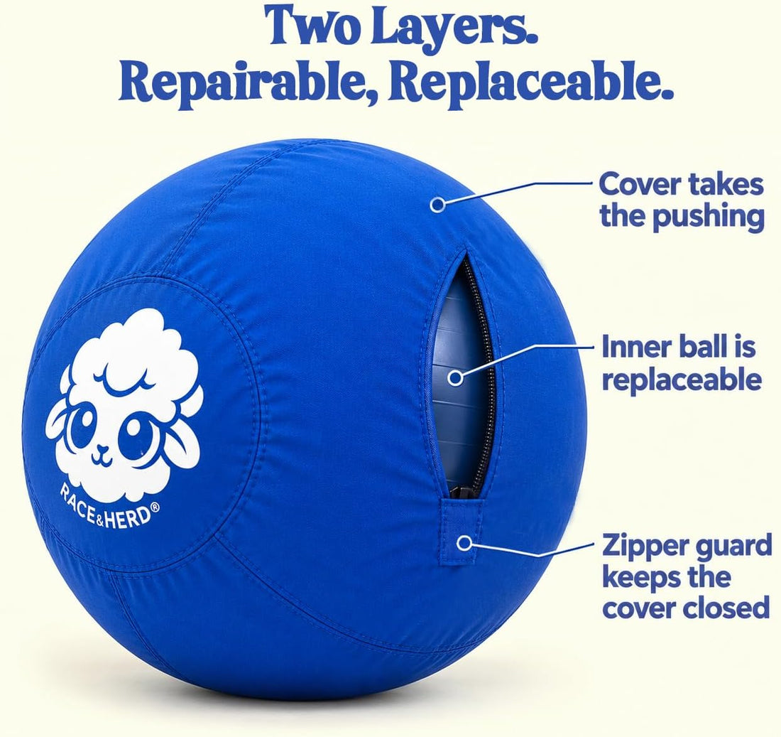 Race&Herd 25" Original Herding Ball — Cover, Inner Ball & Pump (Ocean)