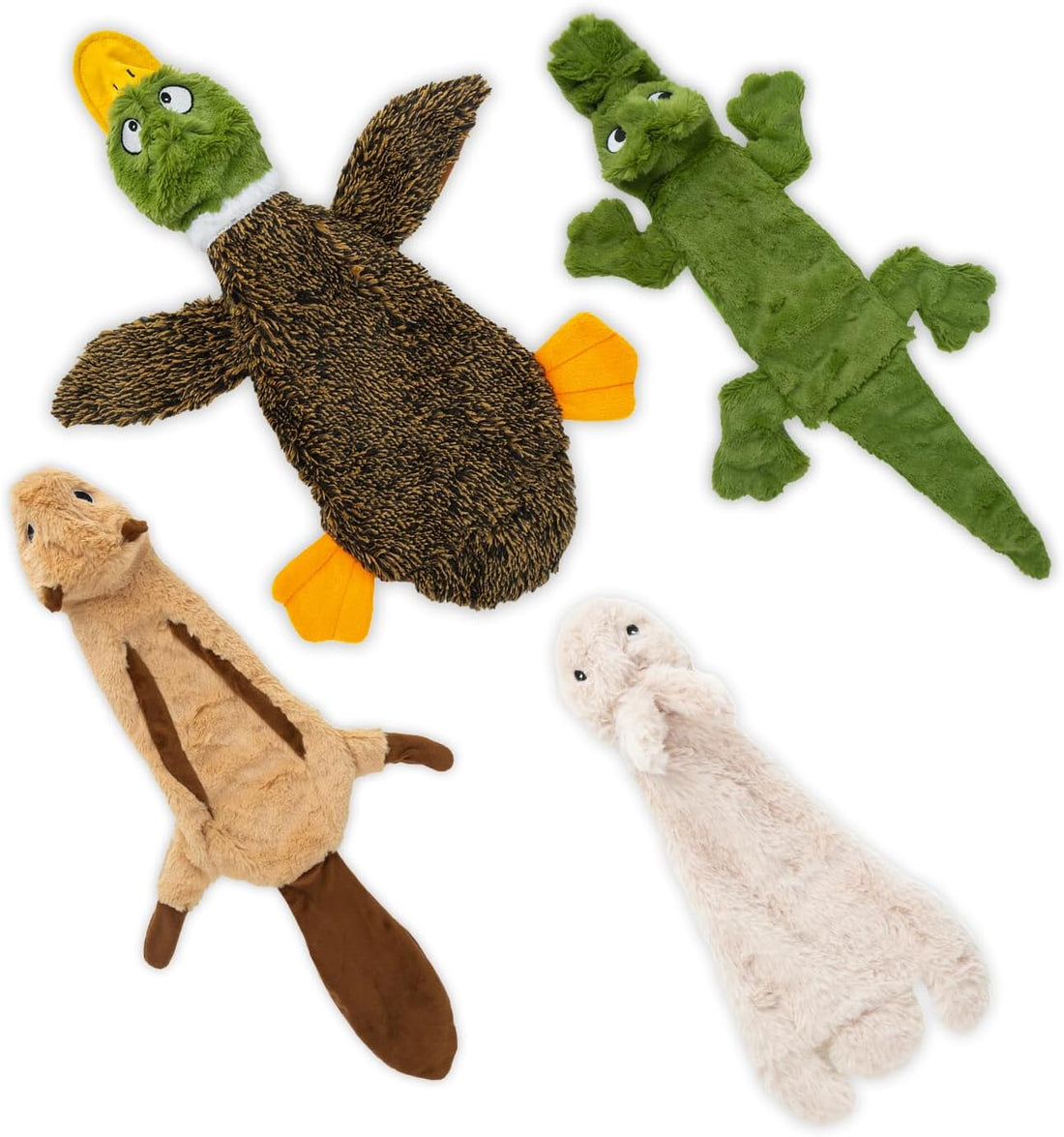 Best Pet Supplies 2-in-1 Stuffless Squeaky Dog Toy - 4 Figures